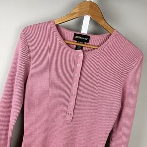 MetroStyle Sweater Dress Womens M Mauve Pink Rib Knit Vintage Y2K Coquette